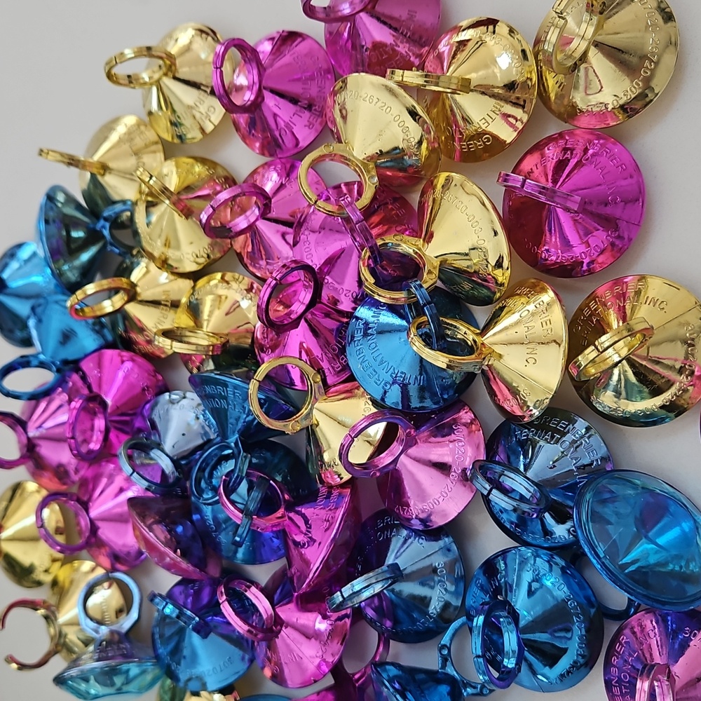 giant gemstone plastic rings 44 used wedding shower